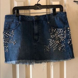Free People Shine Bright Shine Far Jean Skirt